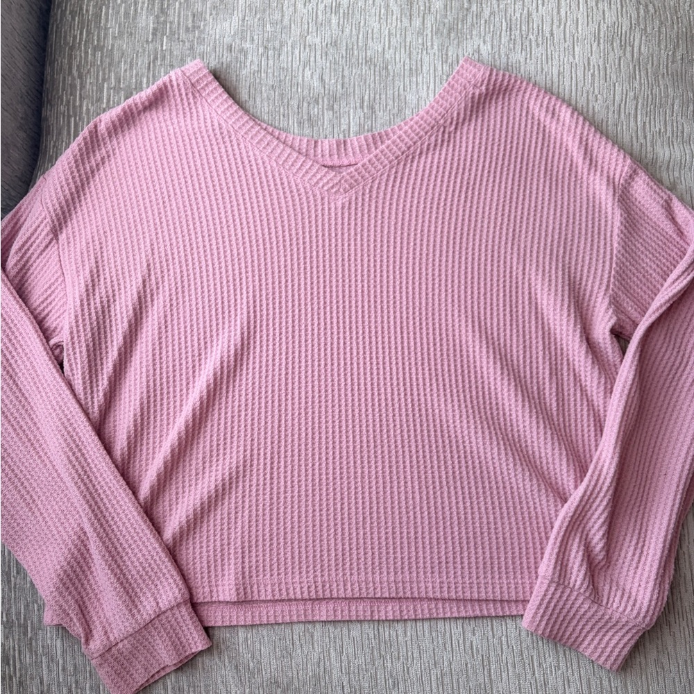 Aeropostale Pink Ribbed Long Sleeve Top